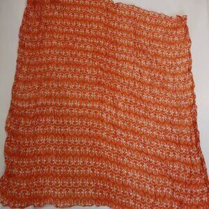 NWT Womens Tina Demel Orange, White Skull Print Scarf